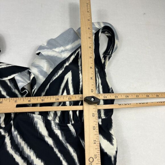 DKNY One Piece Ruffled Bathing Suit Zebra Print Padded Swimsuit Beach Size 12 - Picture 7 of 12